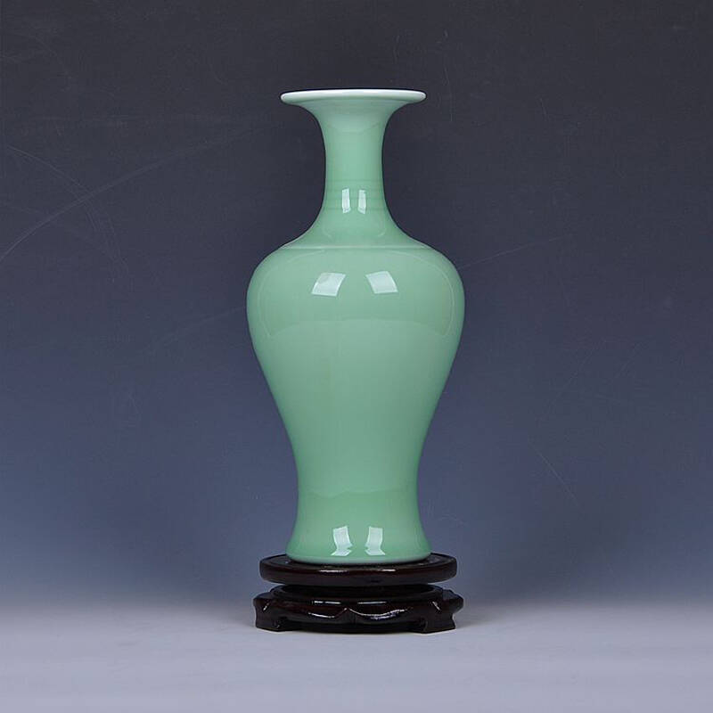 隆贺 景德镇花瓶 瓷器 高温豆青颜色釉 陶瓷工艺品摆件 家居装饰品