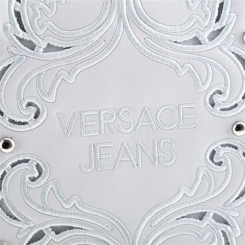versace jeans 范思哲 女士浅蓝灰色pvc绣花手拎肩背斜挎包 e1vnbbr3