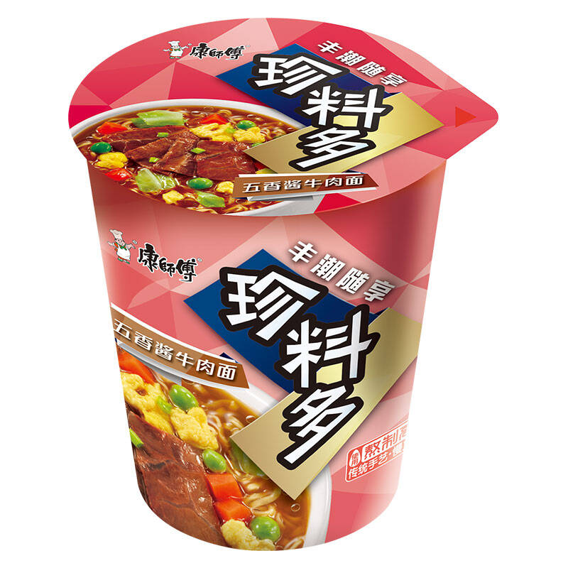 康师傅 方便面(ksf) 珍料多 五香酱牛肉杯面 12杯 泡面整箱装