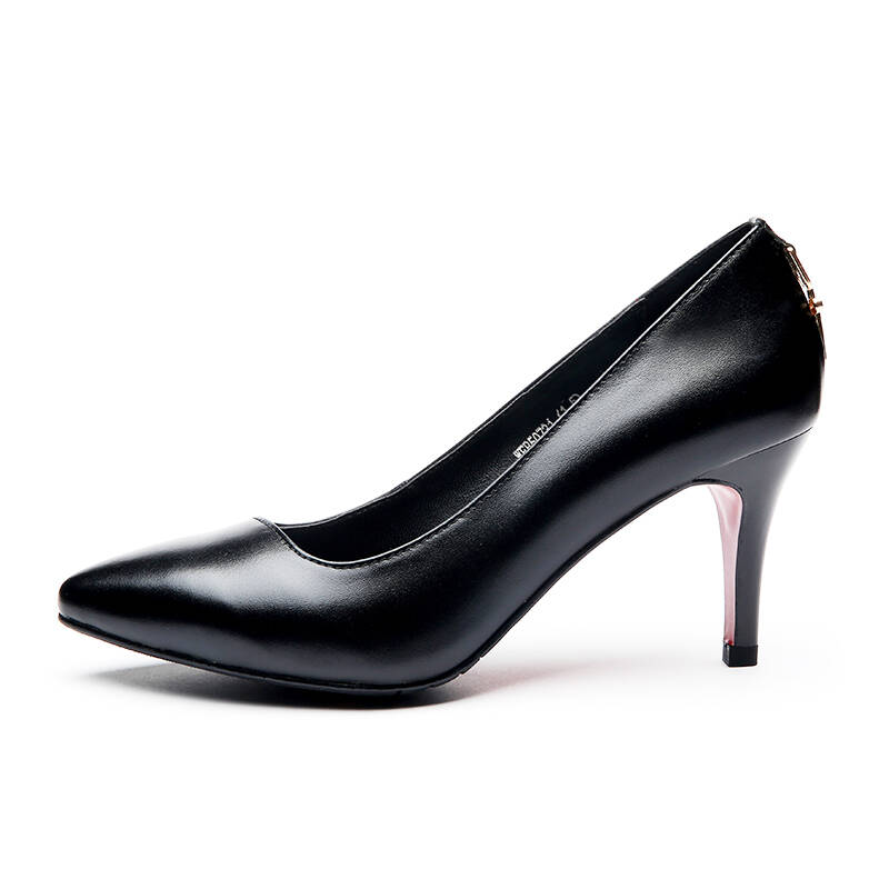 红蜻蜓(red dragonfly)头层牛皮气质通勤浅口高跟女单鞋 wfb50731