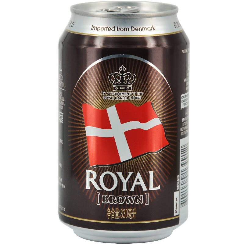 丹麦royal皇家棕啤酒330ml*6听