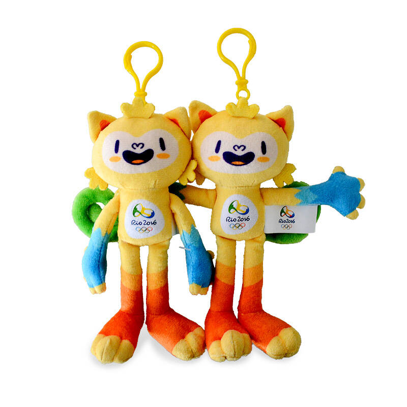 里约2016年奥运会 吉祥物创意挂件 立体式毛绒公仔 15cm