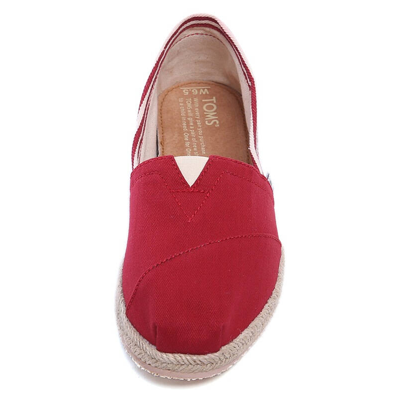toms 汤姆布鞋 美国正品女士红色条纹拼接舒适布鞋 001019b09-unred 8
