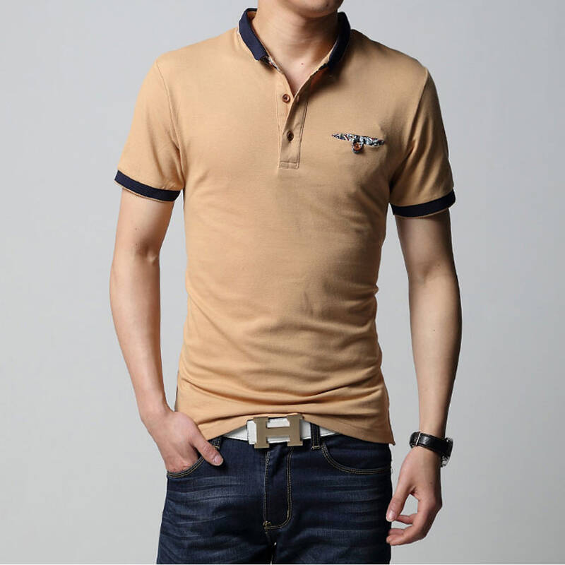 辰鹏2014新款时尚男士修身短袖polo衫 卡其色 xxl185/105