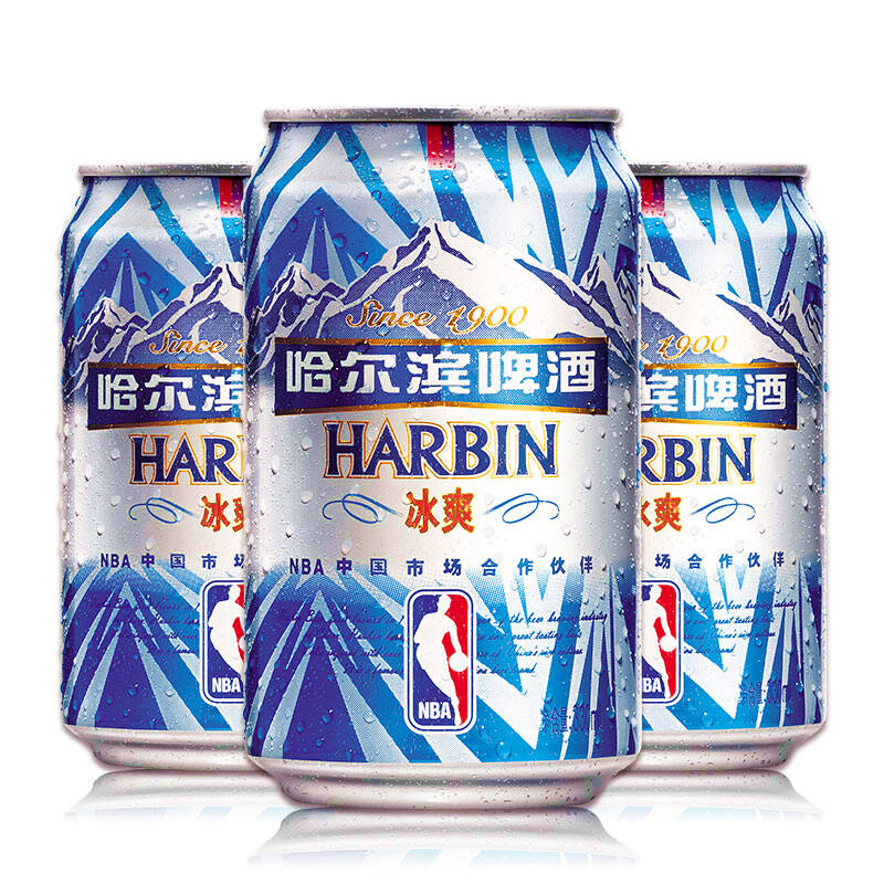 【京东超市】哈尔滨(harbin)冰爽啤酒 330ml*4*6听 整箱装