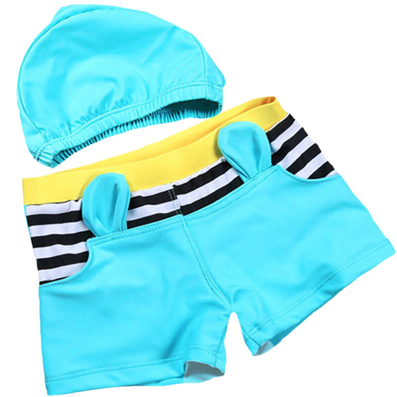 俞兆林 yuzhaolin 儿童泳裤套装男童泳帽平角分体小孩宝宝游泳裤泳衣