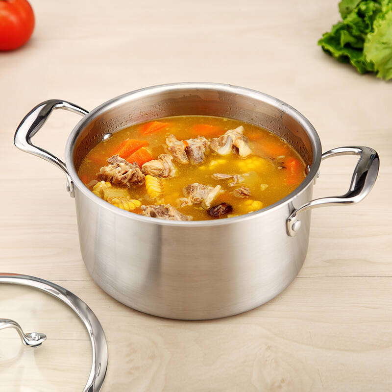 德国戴德(daeden)双耳汤锅不锈钢汤锅带钢化可视玻璃盖电磁炉燃气通用