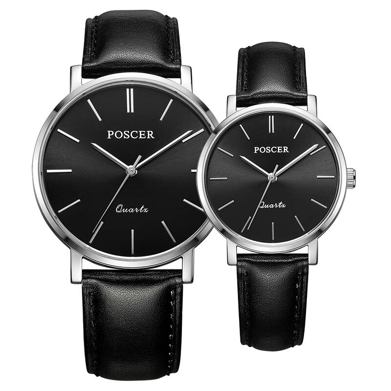 宝时捷(poscer)手表经典系列皮带石英情侣表对表50012.wbb