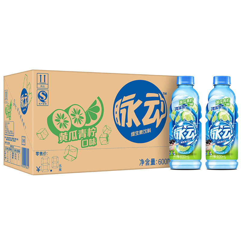 【京东超市】脉动(mizone) 维生素饮料 酷冰黄瓜青柠味 600ml*15瓶
