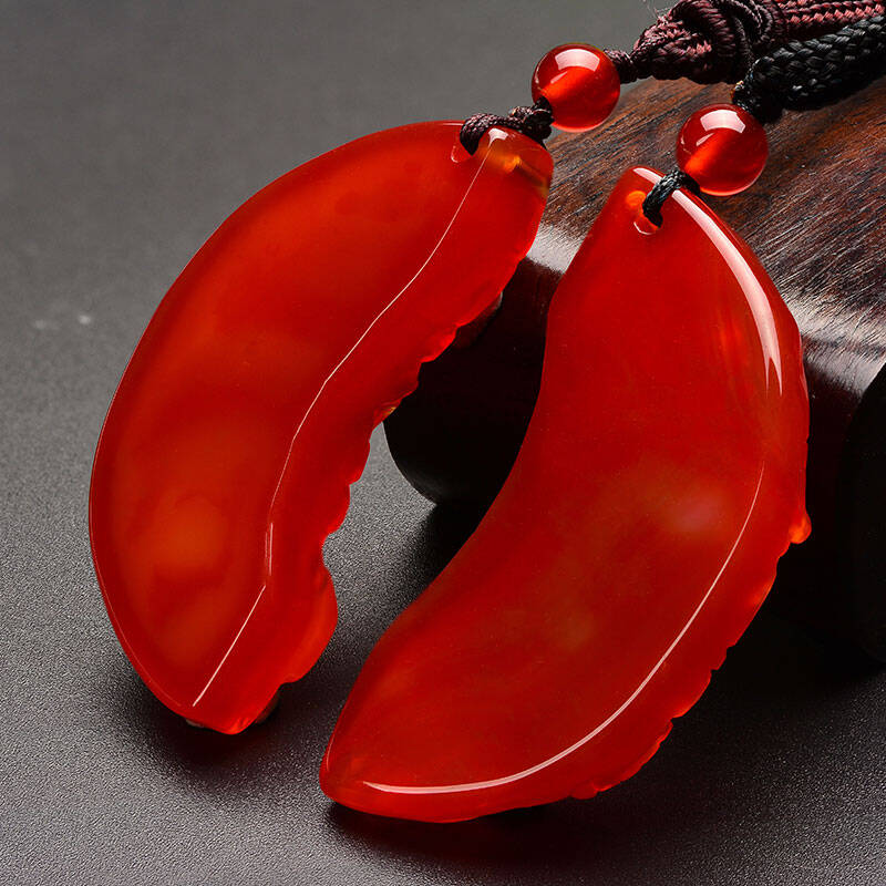 凤禧(phoenisess)红玛瑙吊坠玉石玉佩情侣项链玉坠一对男女款玉器玉牌