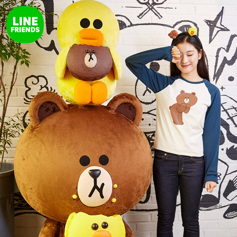 line friends 布朗熊莎莉玩偶發帶髮夾 可愛呆萌公仔束髮頭飾創意禮物