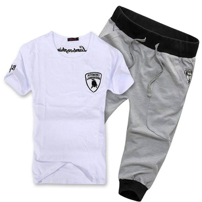 新款圆领t恤男 兰博基尼纯棉t恤套装a402-t11-p40 蓝色 xxl