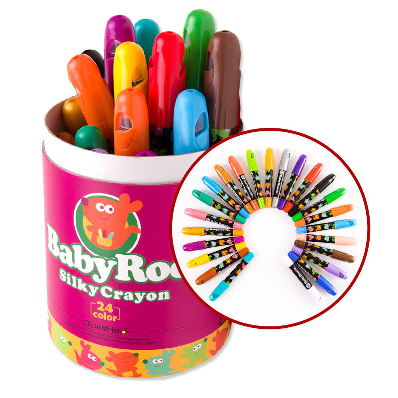 美乐(joanmiro)儿童蜡笔可水洗蜡笔转转笔旋转油画棒儿童画笔 24色