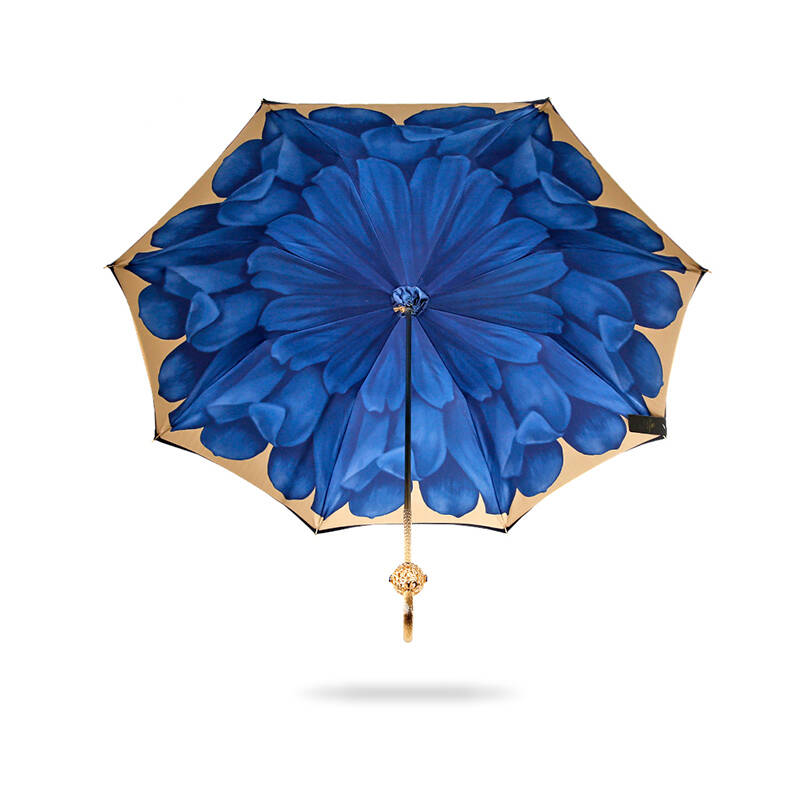 secret garden金球镂空长柄太阳花太阳伞女双层防晒遮阳伞晴雨伞 蓝色