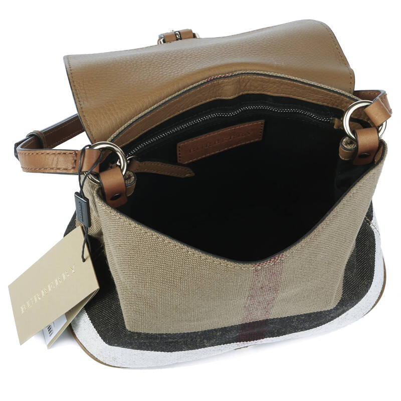 巴宝莉(burberry)3992187 女款织物配皮单肩斜跨包 按揭色