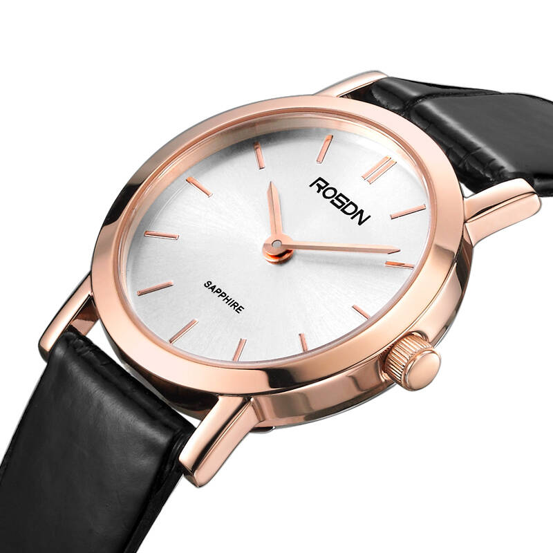 自营 劳士顿(rosdn)手表 女士皮带系列 石英玫白女表 g3098gl-7