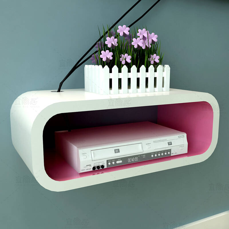 隔板置物架路由器搁板电视背景墙壁挂墙面装饰搁架 外白内粉机顶盒