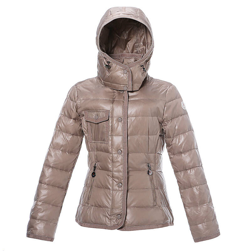 凯德申 女士短款修身时尚休闲纯色加厚羽绒服 浅棕 170/92a(xl)