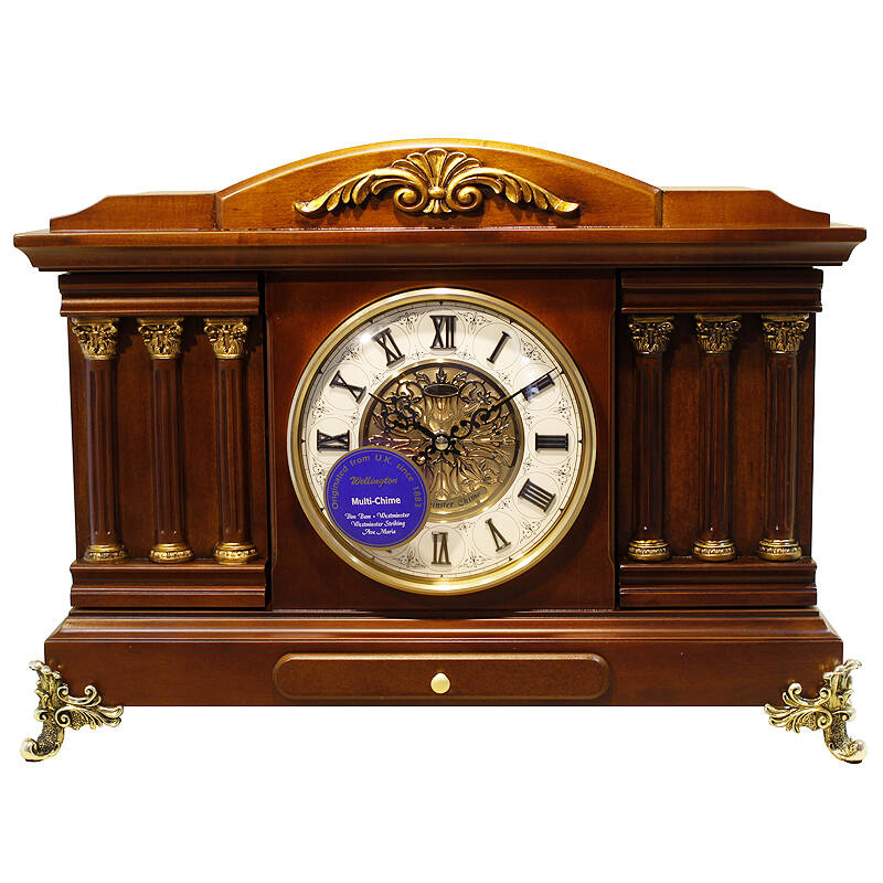 威灵顿(wellington)静音整点报时木制欧式石英钟表座钟客厅45厘米t