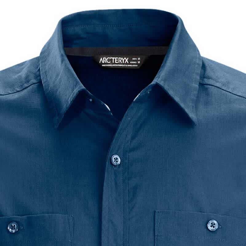 始祖鸟arcteryx短袖亚麻棉混纺衬衫ravelin shirt ss blue moon m