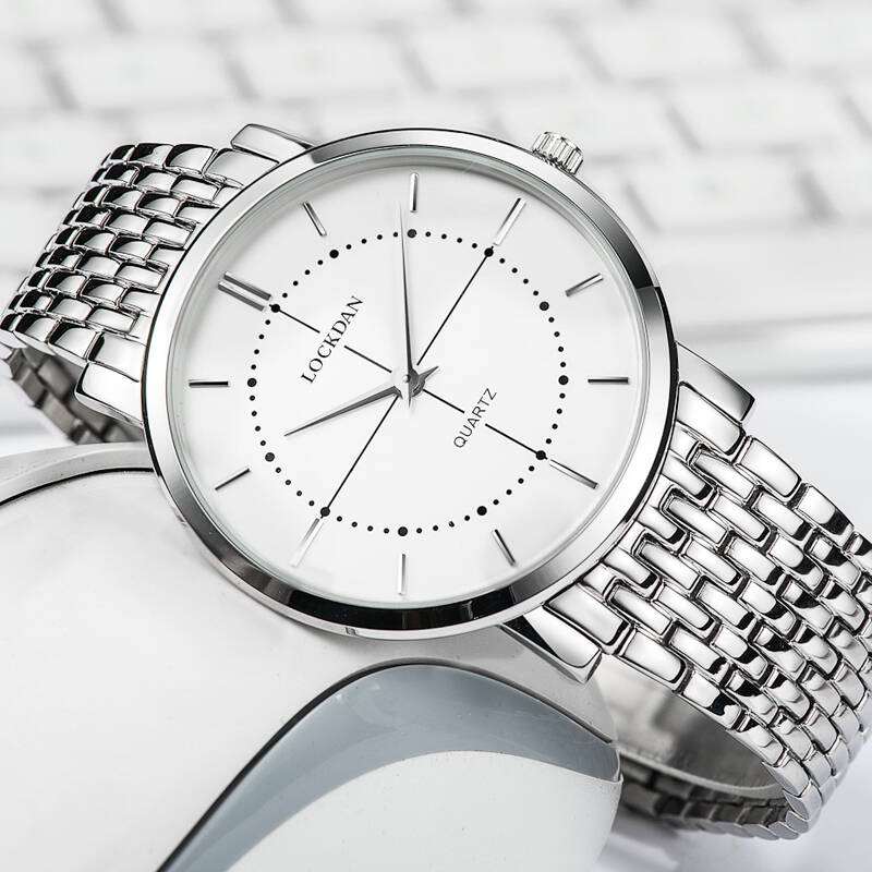 劳卡丹(lockdan)手表男表 超薄时尚男女对表商务休闲皮带防水钢带石英