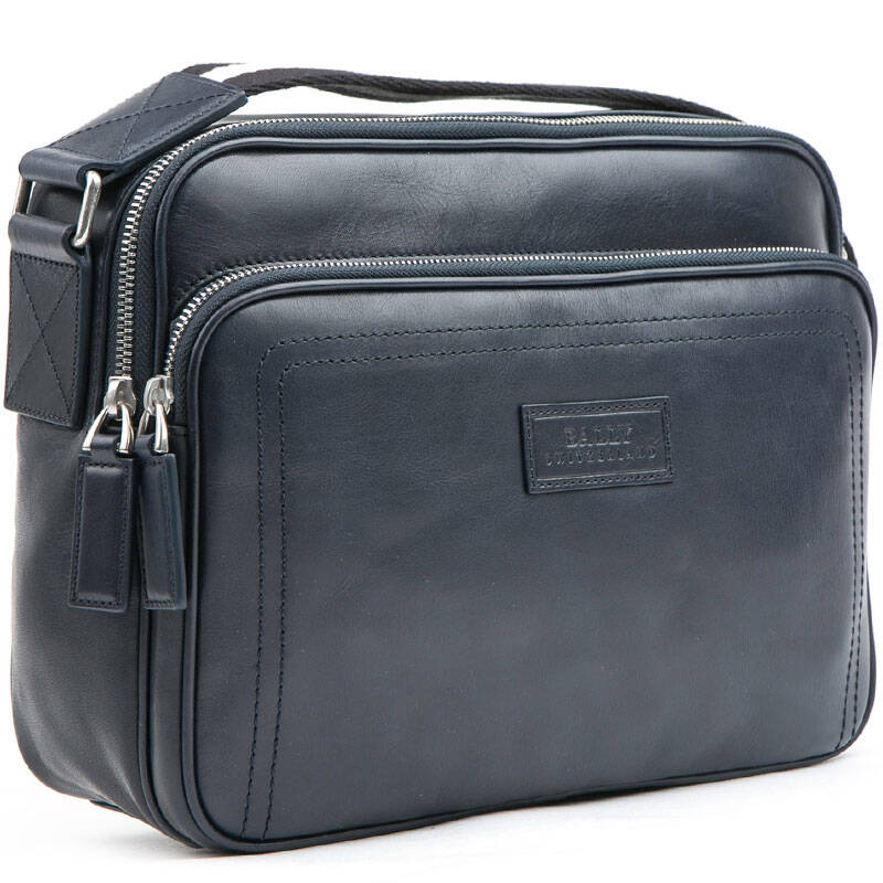 bally 巴利 男士深蓝色牛皮单肩斜挎包 traipse/507