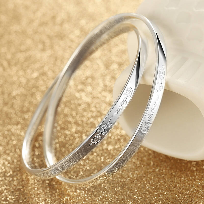 唯一(winy)999足银 闭口银手镯 女款饰品 玫瑰之恋 配送证书 25g以上