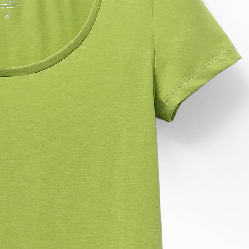 amii 11620332 简洁修身圆领短袖多色大码t恤 青柠s