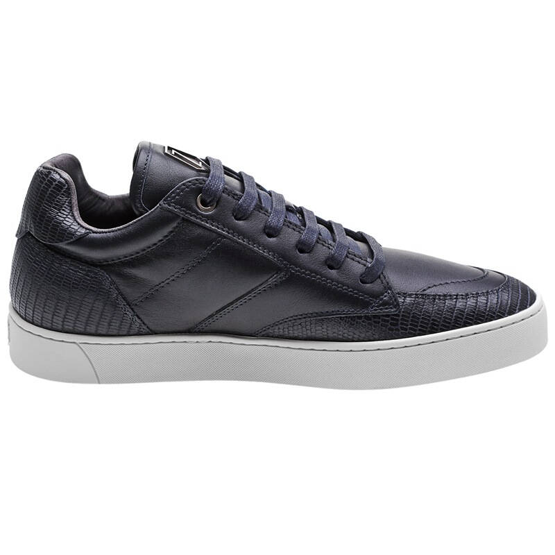 z zegna 杰尼亚 男款深蓝色皮质压纹平底系带休闲鞋 61 a2433x moy