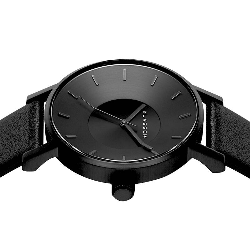 klasse14 情侣手表一对男女情侣款 意大利潮流时尚 皮带石英手表 黑色