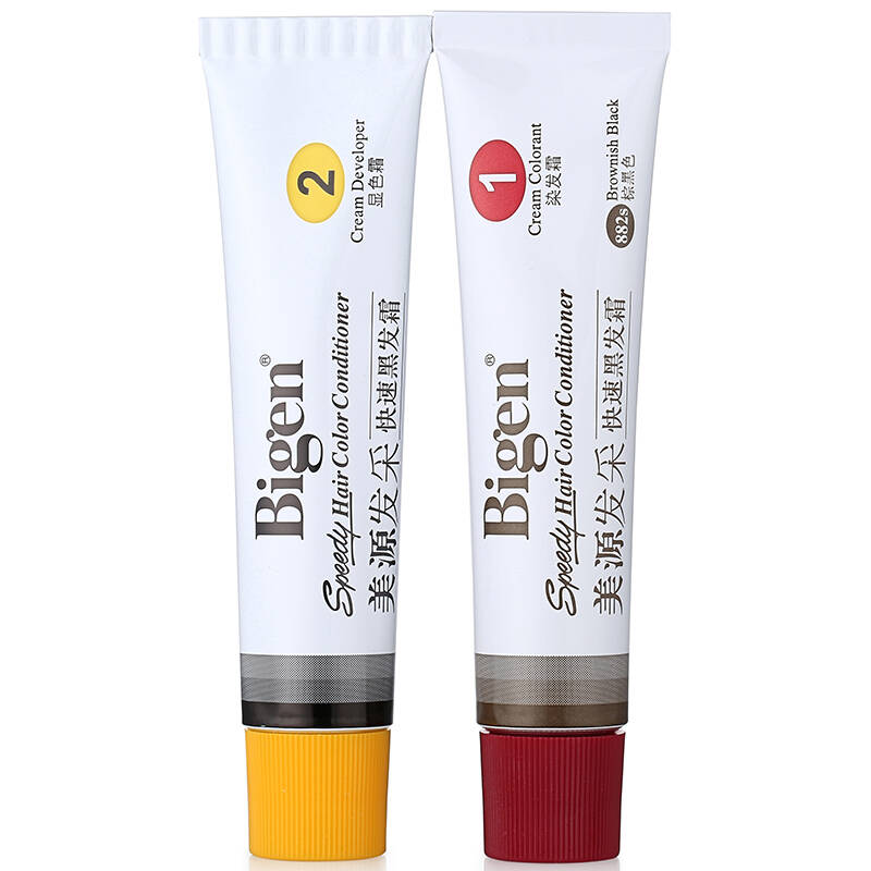 美源(bigen)发采快速黑发霜882s棕黑色(40g*2)盒(植物染色,遮盖白发)