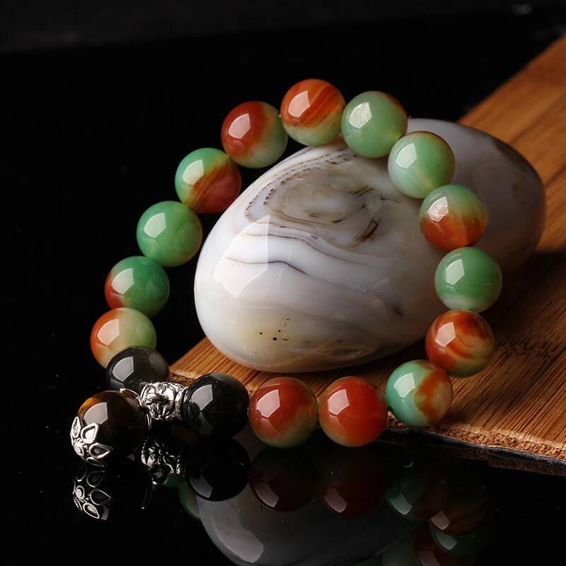 一生一石 天然水晶手链 星座开运 孔雀玛瑙水瓶座