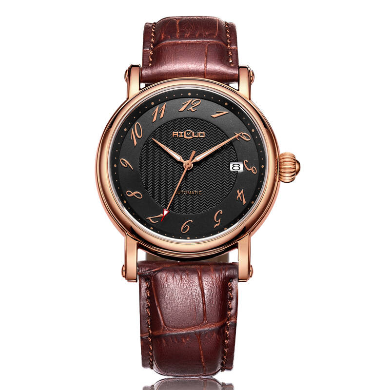艾诺(ai luo)全自动机械表 复古皮带男士手表 防水时尚型男表6045g