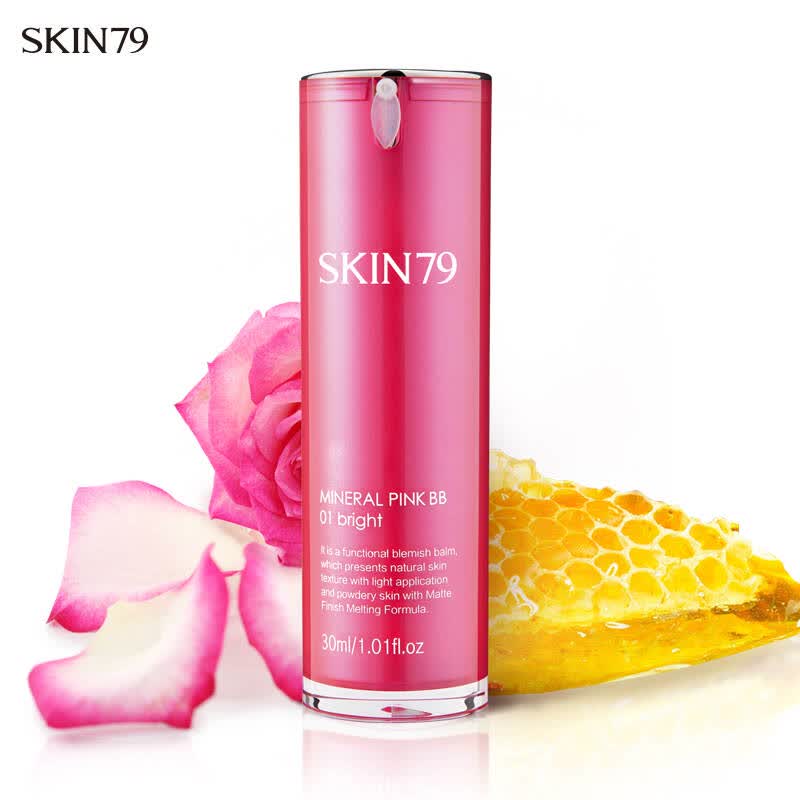 skin79 美妆彩妆 粉红修颜霜 bb霜植物精粹化妆品韩国 30g 自然色
