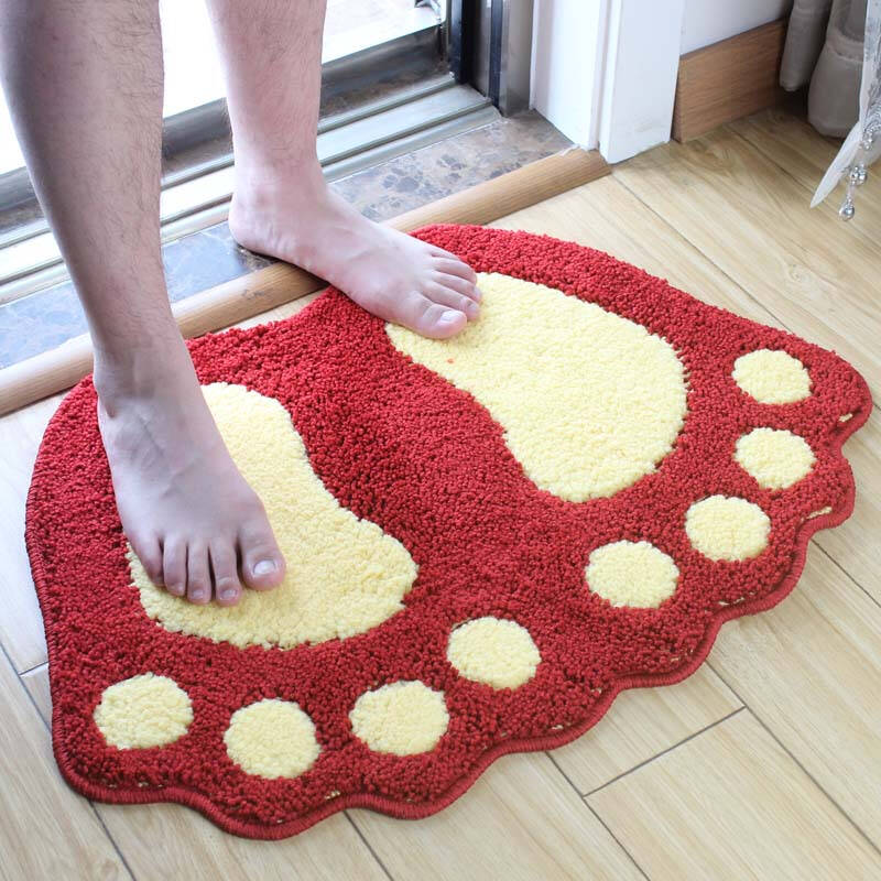 百搭印象 爬行脚丫垫子卧室办公地垫入门吸水脚垫 蓝色小脚丫 48x67cm