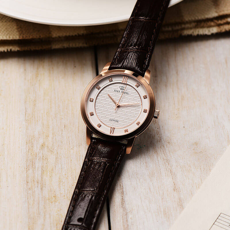 天王表(tianwang)手表 皮带石英女表白色ls3803p