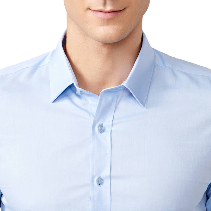 杉杉(firs)衬衫男2016秋冬新款男士素色长袖衬衫 hcb1141-2蓝色 41