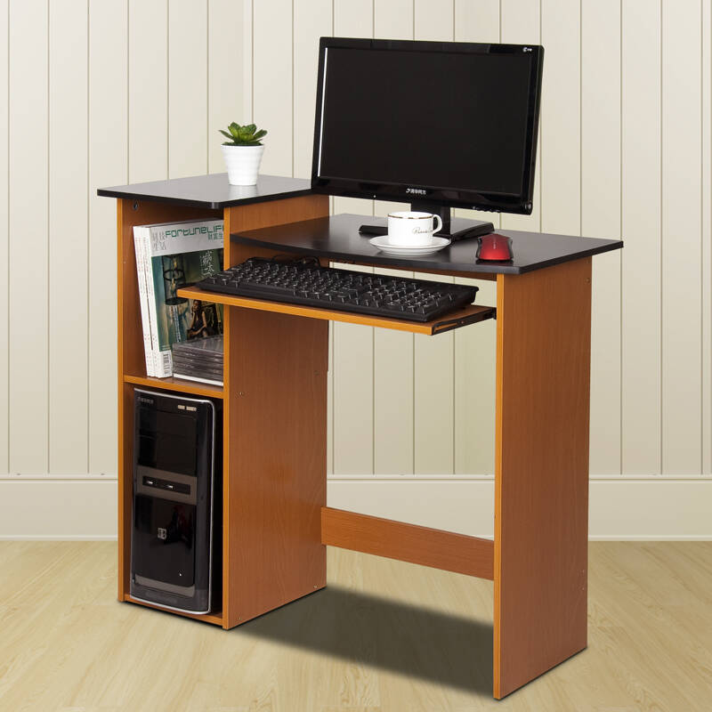 电脑桌 家用台式学习桌 简约办公桌 樱桃木 黑色 99914-1 - 京东