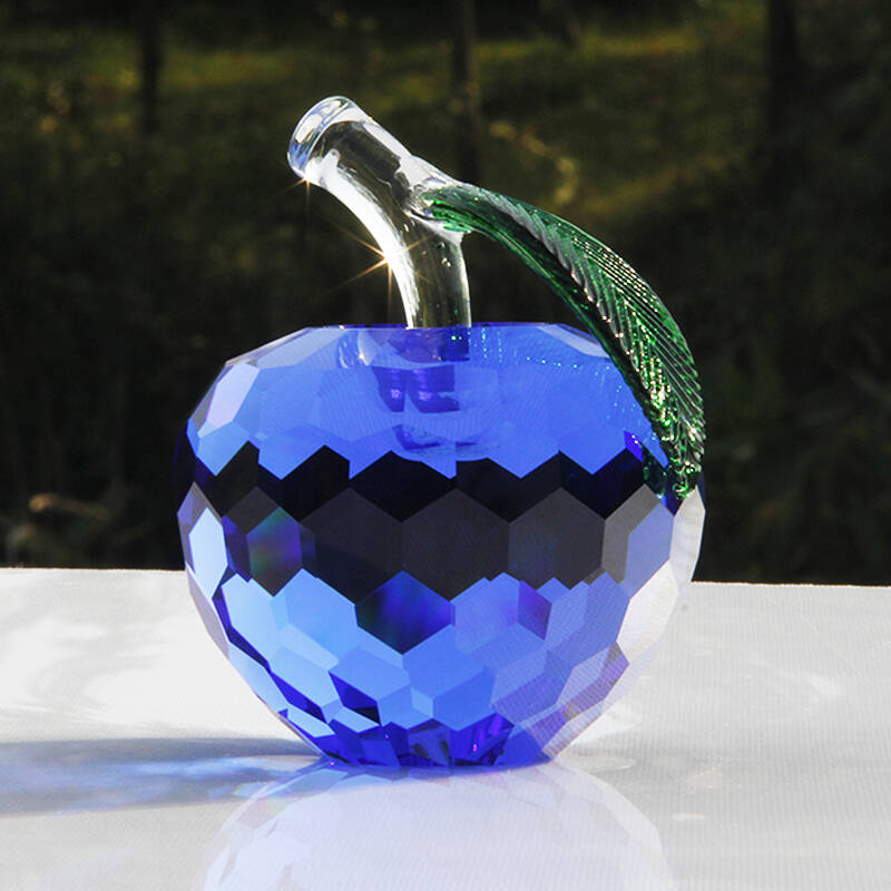 合成水晶苹果摆件男生 送女生朋友老婆闺密圣诞节礼物平安夜 水蓝苹果