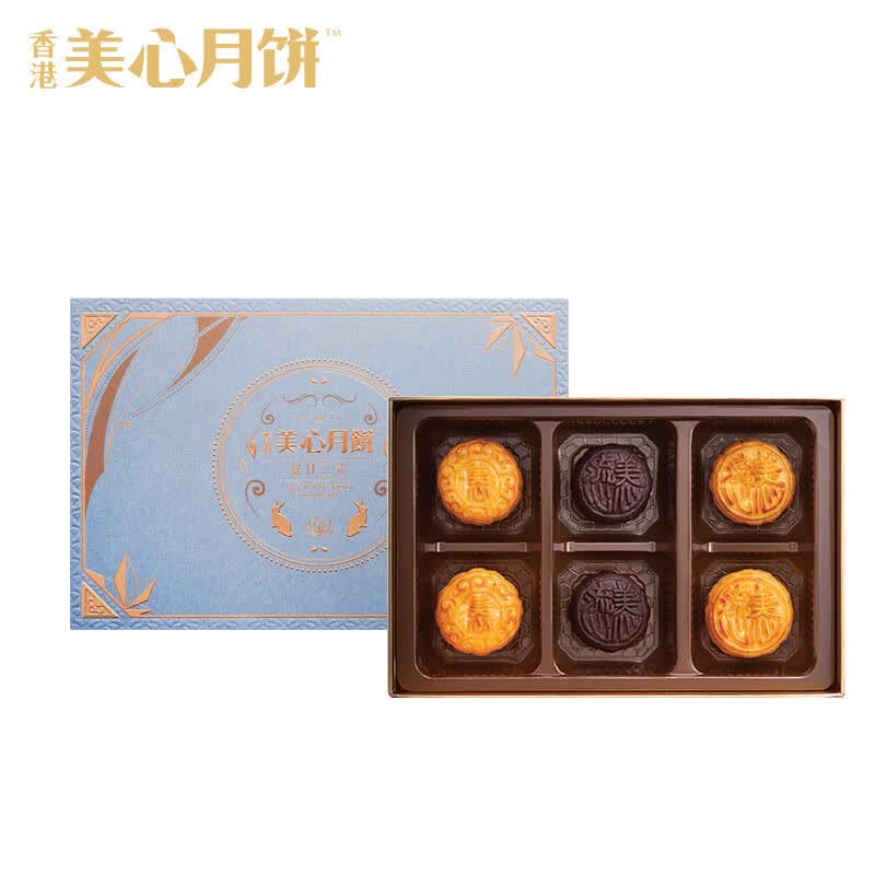 香港美心月饼 流心奶黄奶黄月饼盈月三式 中秋月饼礼盒装 盈月三式