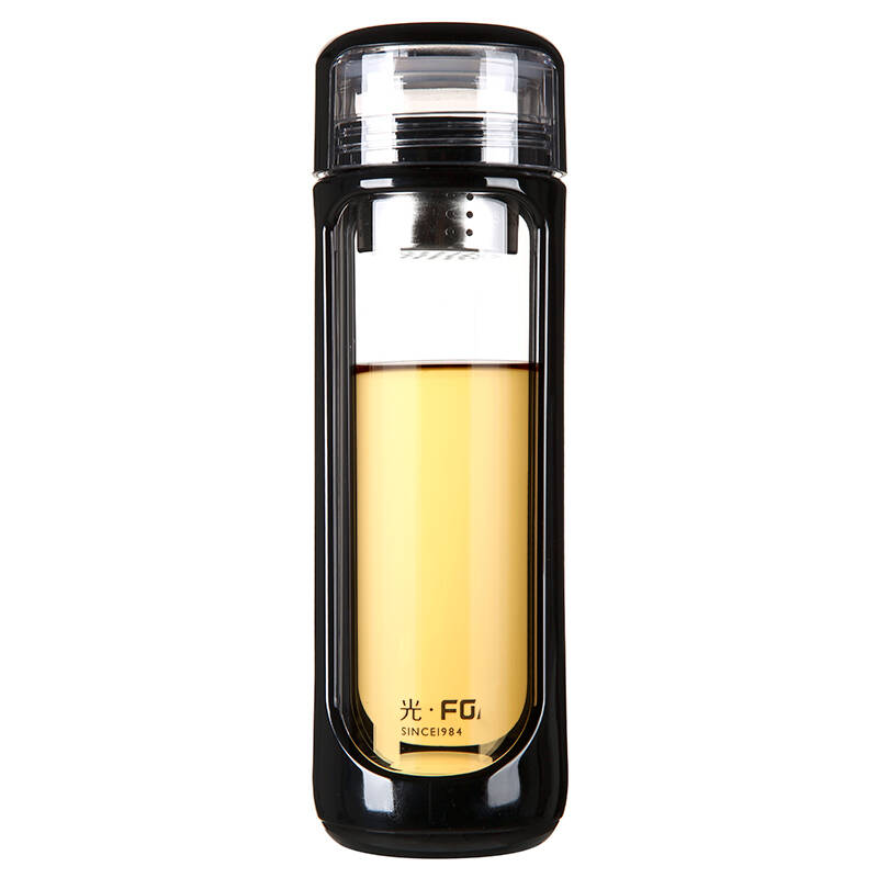富光 男女士时尚简约 耐热带茶隔创意水杯 350ml 黑色 (fg0113-350)