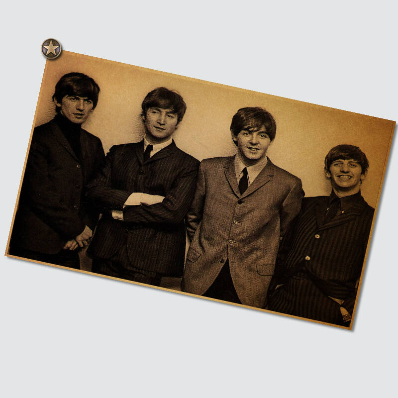 披头士甲壳虫乐队海报怀旧复古牛皮纸海报 摇滚海报 宿舍装饰挂画 nb