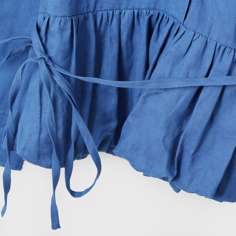 森宿 交心 2015新款春装 荷叶边小翻领棉麻复古长袖衬衫 2434085 绀蓝