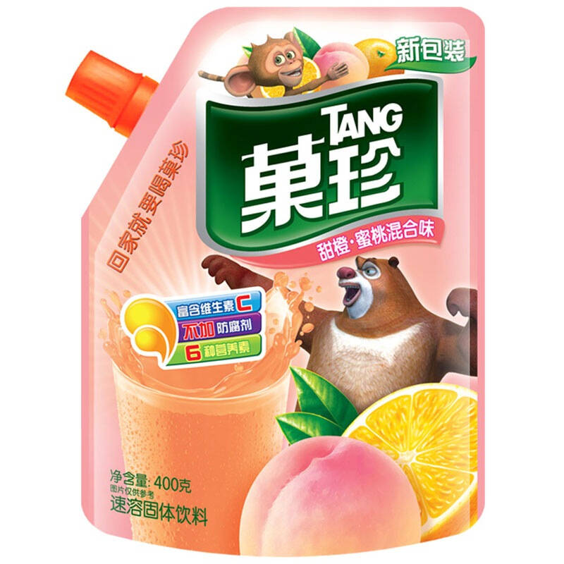 果珍甜橙蜜桃混合壶嘴装400g 自营