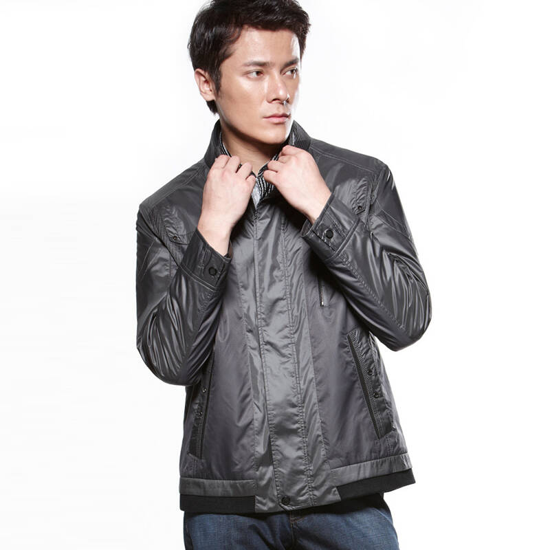 才子男装(tries) 秋装上新夹克 男 时尚拼接设计男士夹衣外套修身版