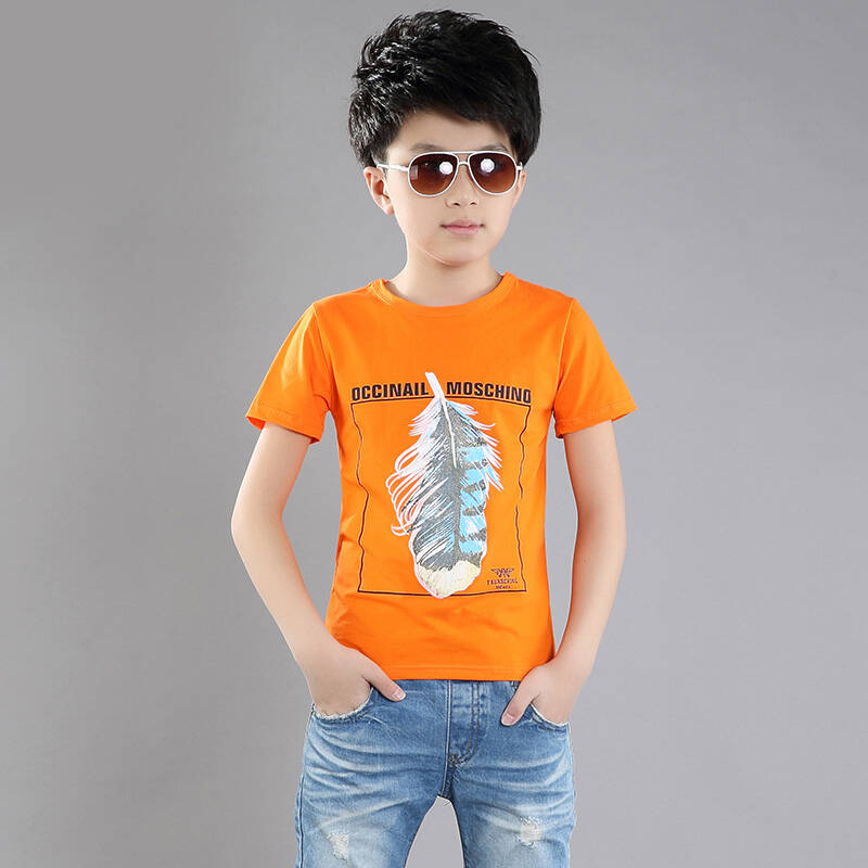 咔哇叮咚 夏季夏装童装2016新款男童衬衫t恤456789101314岁棉质儿童