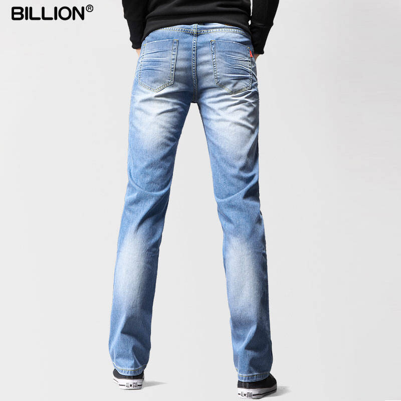 billion男士酵洗直筒时尚马骝合体牛仔裤b11012 浅蓝色 32