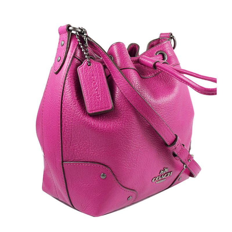 蔻驰(coach)女士单肩斜挎水桶包 35363 qbcby真皮玫红色