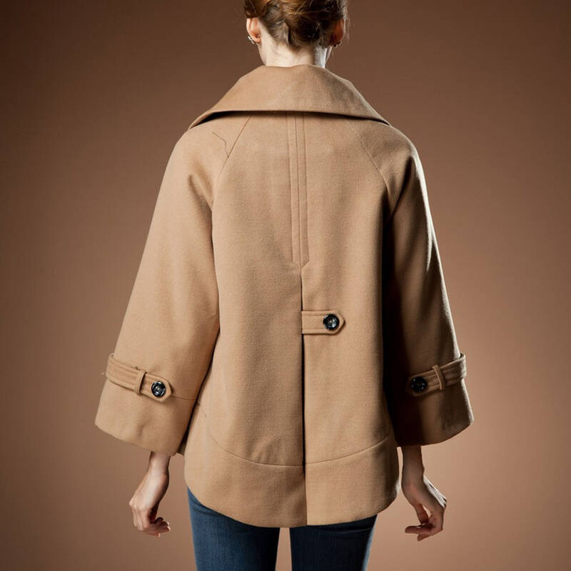 gi 秋冬装韩版气质时尚斗篷式毛呢大衣外套 女 371325 驼色 l