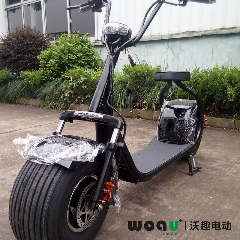 woqu沃趣电动智能电动滑板车哈雷电动车电瓶车代步车超宽大轮胎 黑色